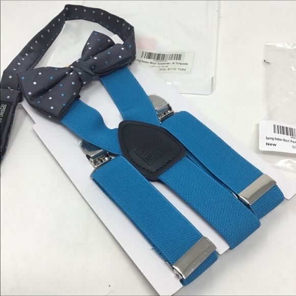 Spring Notion Suspenders and Spotted Bowtie Set E6 - Picture 1 of 4